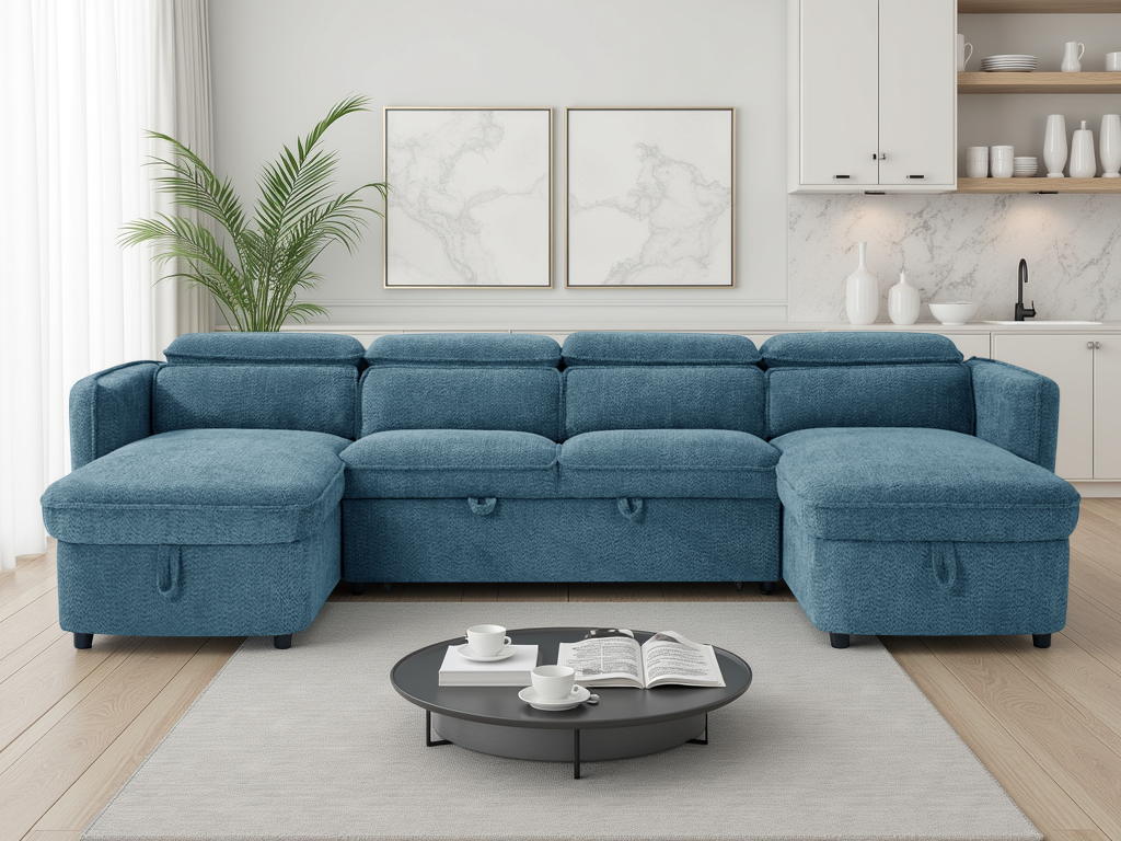 Capri Sofabed Blue U Shape Corner