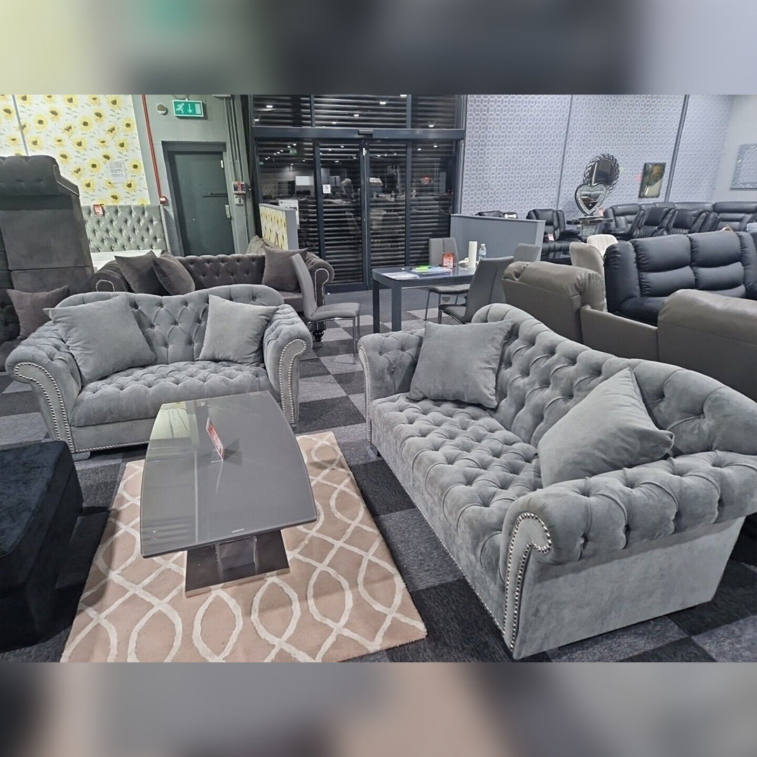 Elegance Chesterfield Sofa 3+2 GREY