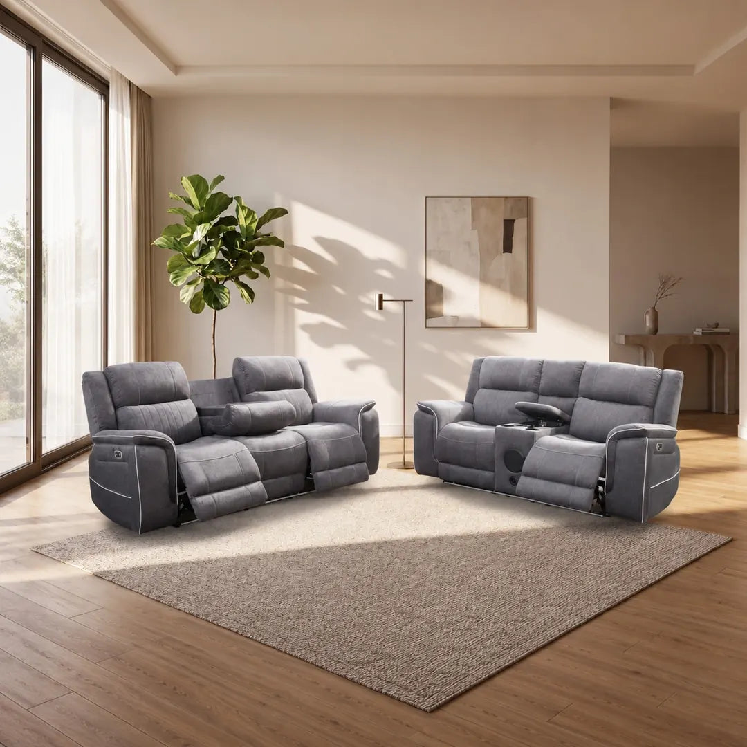 Hannah Electric Recliner 3+2 Sofa Micro Fibre Fabric\n