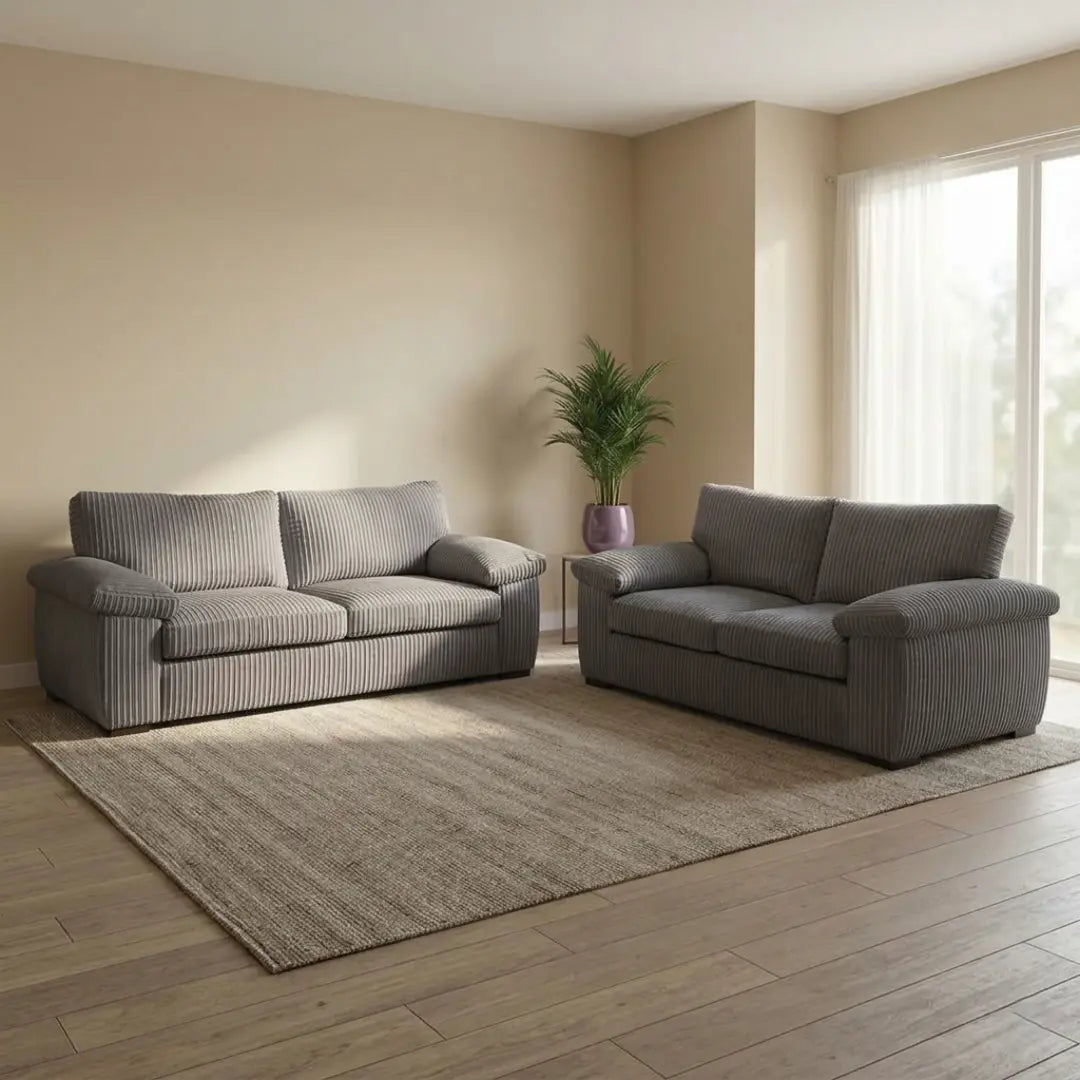 Oxford 3+2 Sofa Set in Grey Jumbo Cord\n