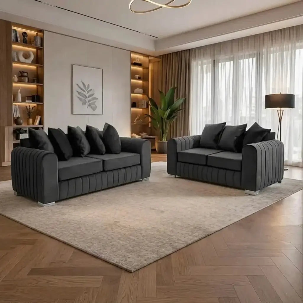 Lilly Velvet 3+2 Seater Sofa Set – Elegant Modern Design\n