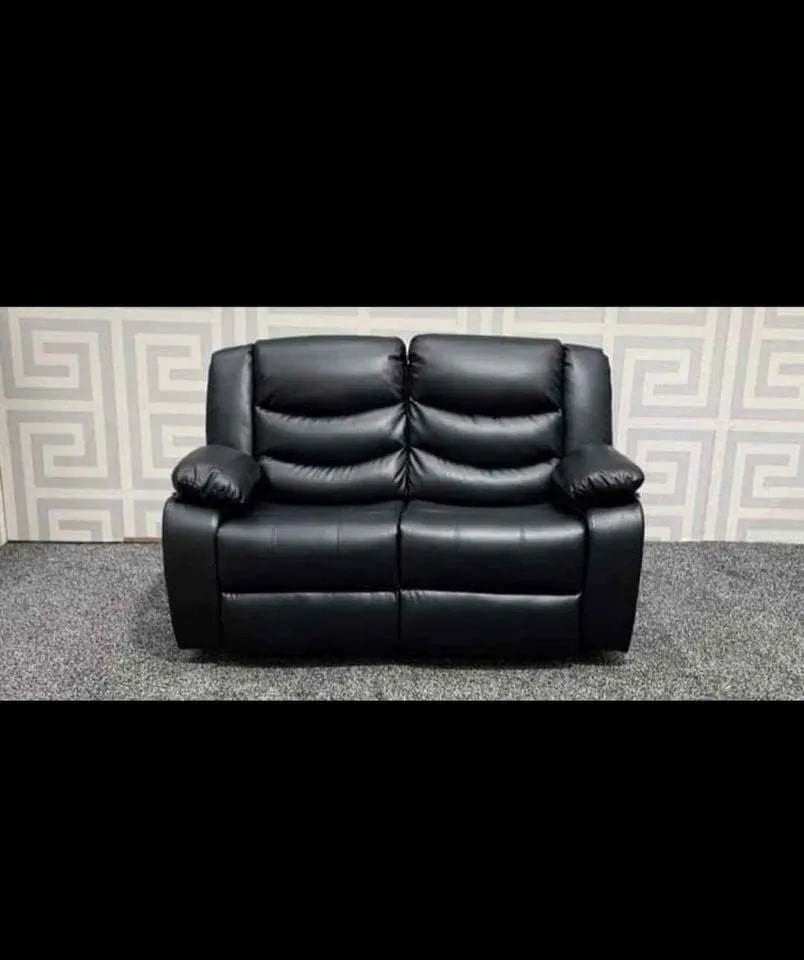 Milano 3+2 Leather Recliner Sofa Set – Cinema Cupholders – Black