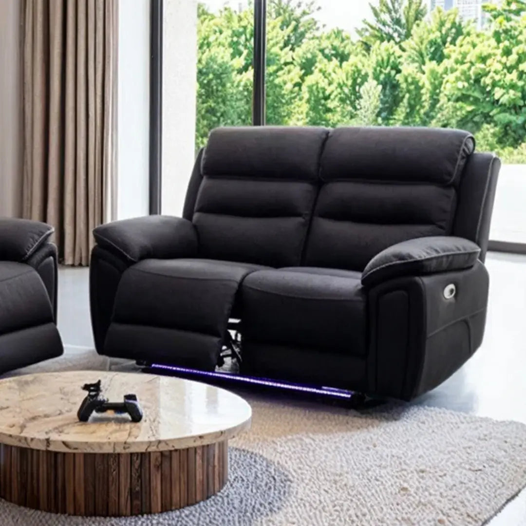 Milano Electric Recliner Sofa Set, Fabric, 3 and 2 Seater, Platinum, with USB, Type C, LED, and Reading Lights