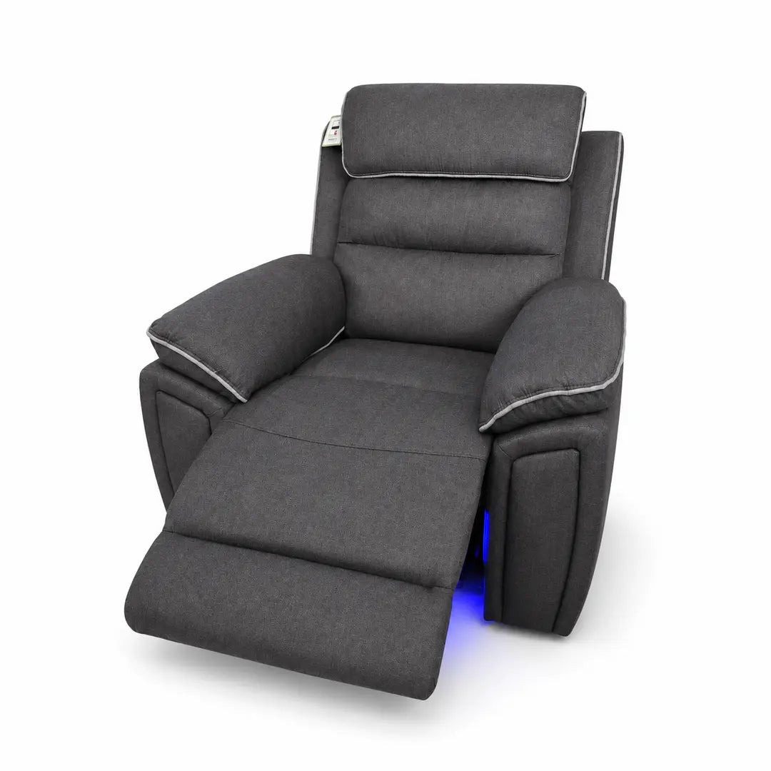Milano Electric Recliner Sofa Set, Fabric, 3 and 2 Seater, Platinum, with USB, Type C, LED, and Reading Lights