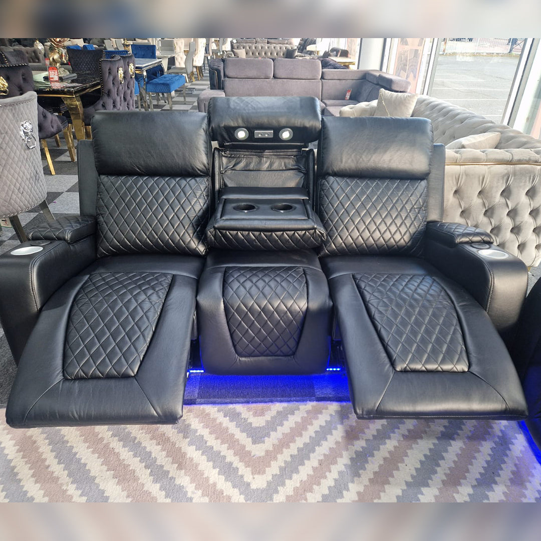 MNS Florida Music Electric Recliners 3+2 Seater Leather Sofa Bluetooth Speakers, LED LIGHTS, USB CHARGER