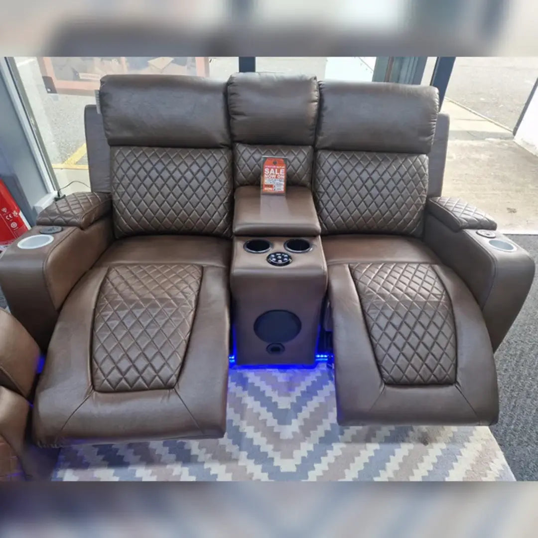 MNS Florida Music Electric Recliners 3+2 Seater Leather Sofa Bluetooth Speakers, LED LIGHTS, USB CHARGER