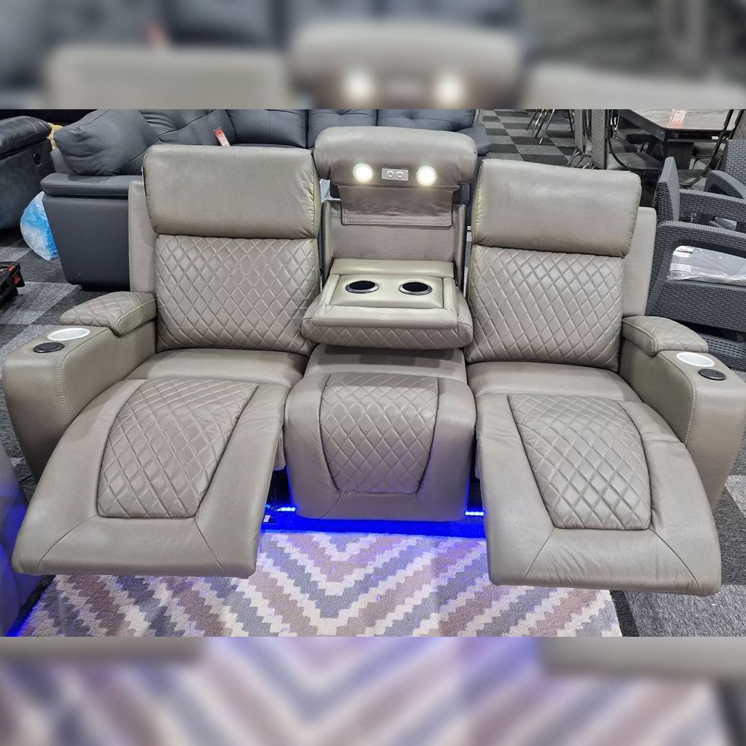 MNS Florida Music Electric Recliners 3+2 Seater Leather Sofa Bluetooth Speakers, LED LIGHTS, USB CHARGER