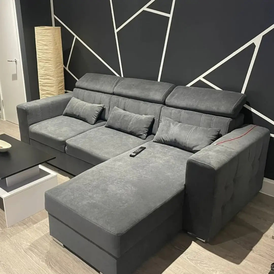 Lucca Grey Fabric Corner Sofa Bed with Storage, Universal