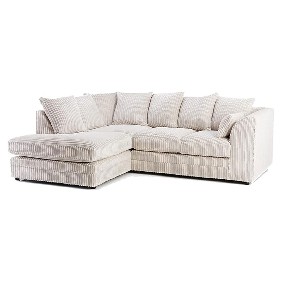 MNS Luxor Fabric Corner Sofa Cream | Soft Jumbo Cord 3-4 Seater Corner Sofa
