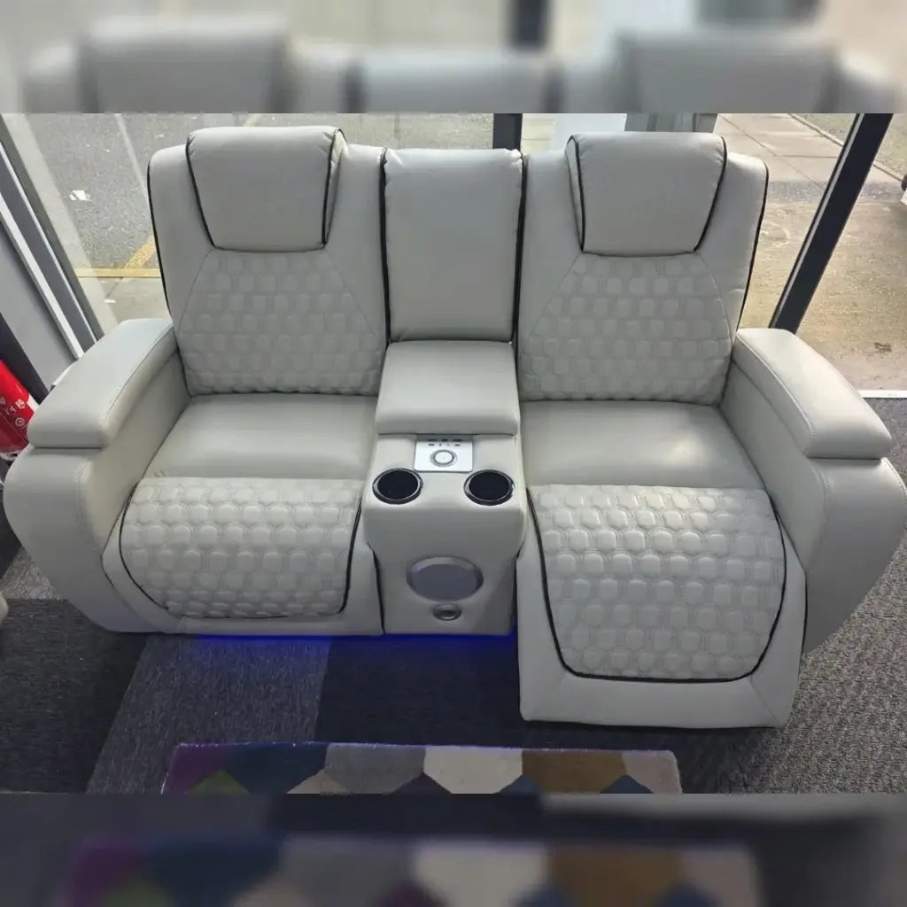 MNS Malaga 3+2 Leather Electric Power Recliner Sofa Set with Speakers