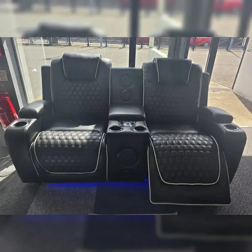 MNS Malaga 3+2 Leather Electric Power Recliner Sofa Set with Speakers