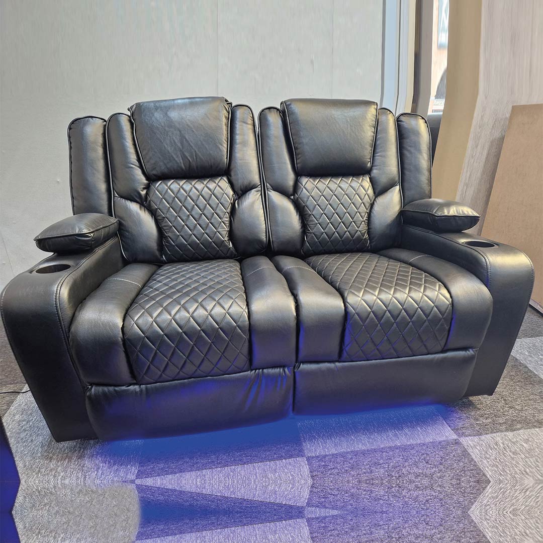 Orlando Grey Leather Electric Recliner 3+2 Sofa Set with LED, Wireless Charging and USB