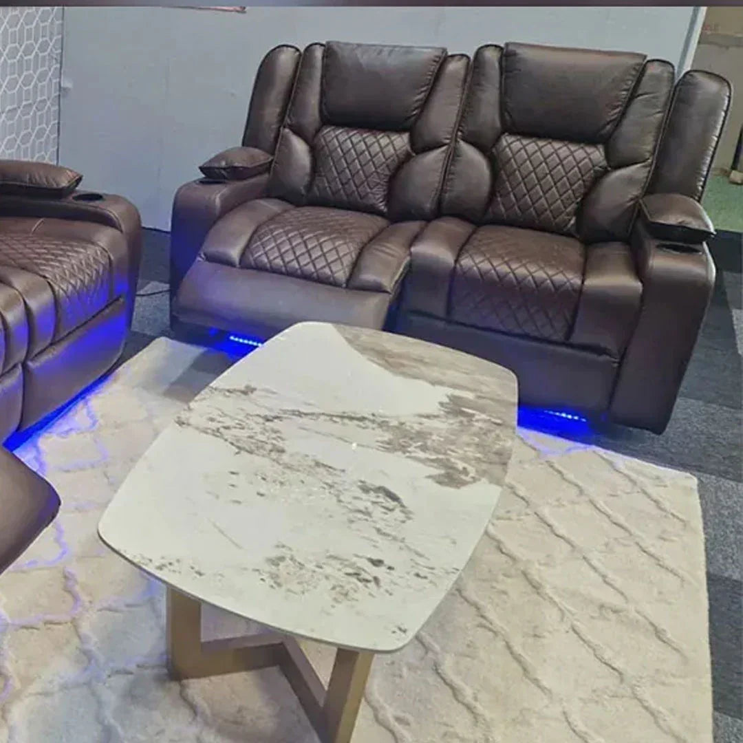 Orlando Grey Leather Electric Recliner 3+2 Sofa Set with LED, Wireless Charging and USB