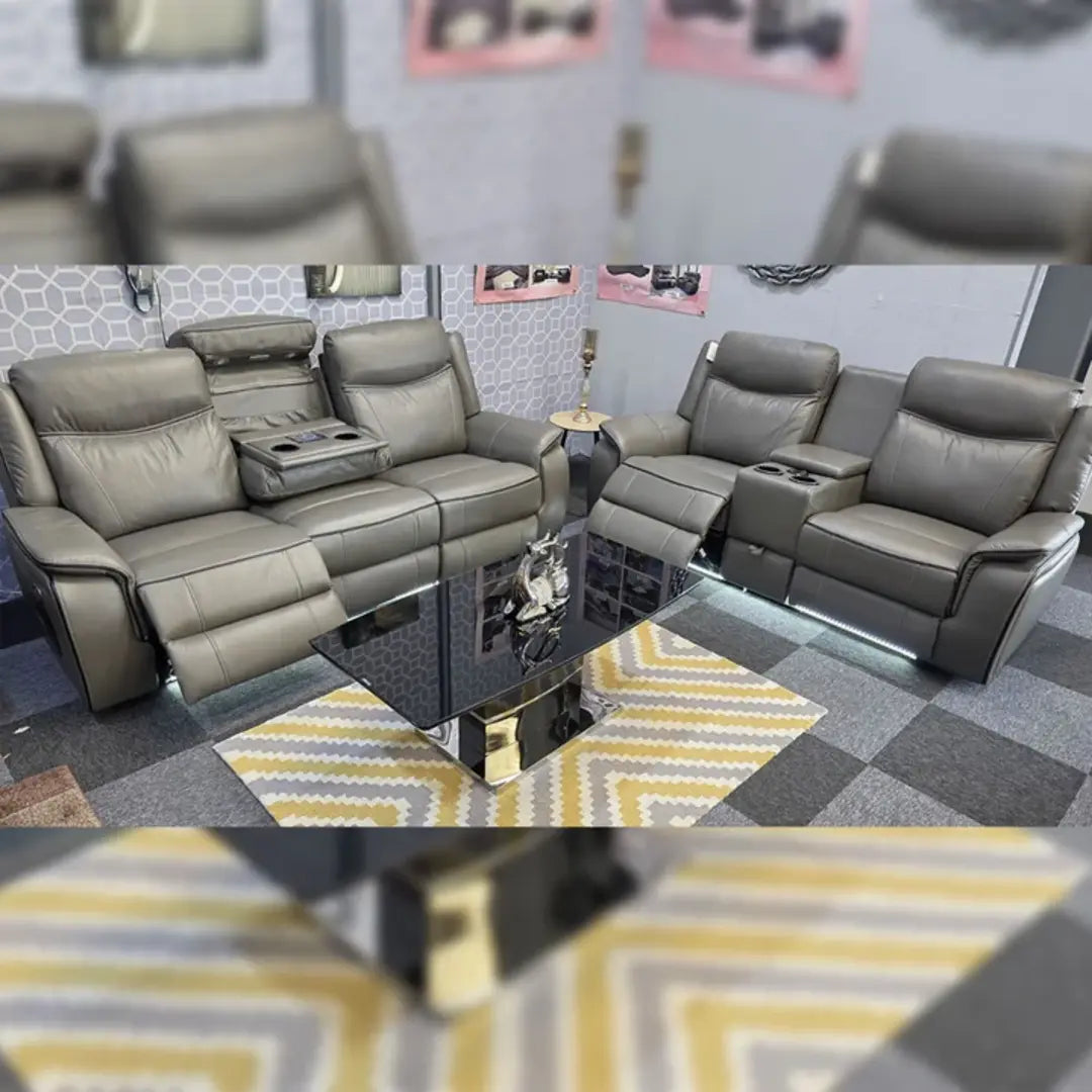 Prada Leather Electric Recliner Sofa 3+2 Seater with Bluetooth, LED & USB-C