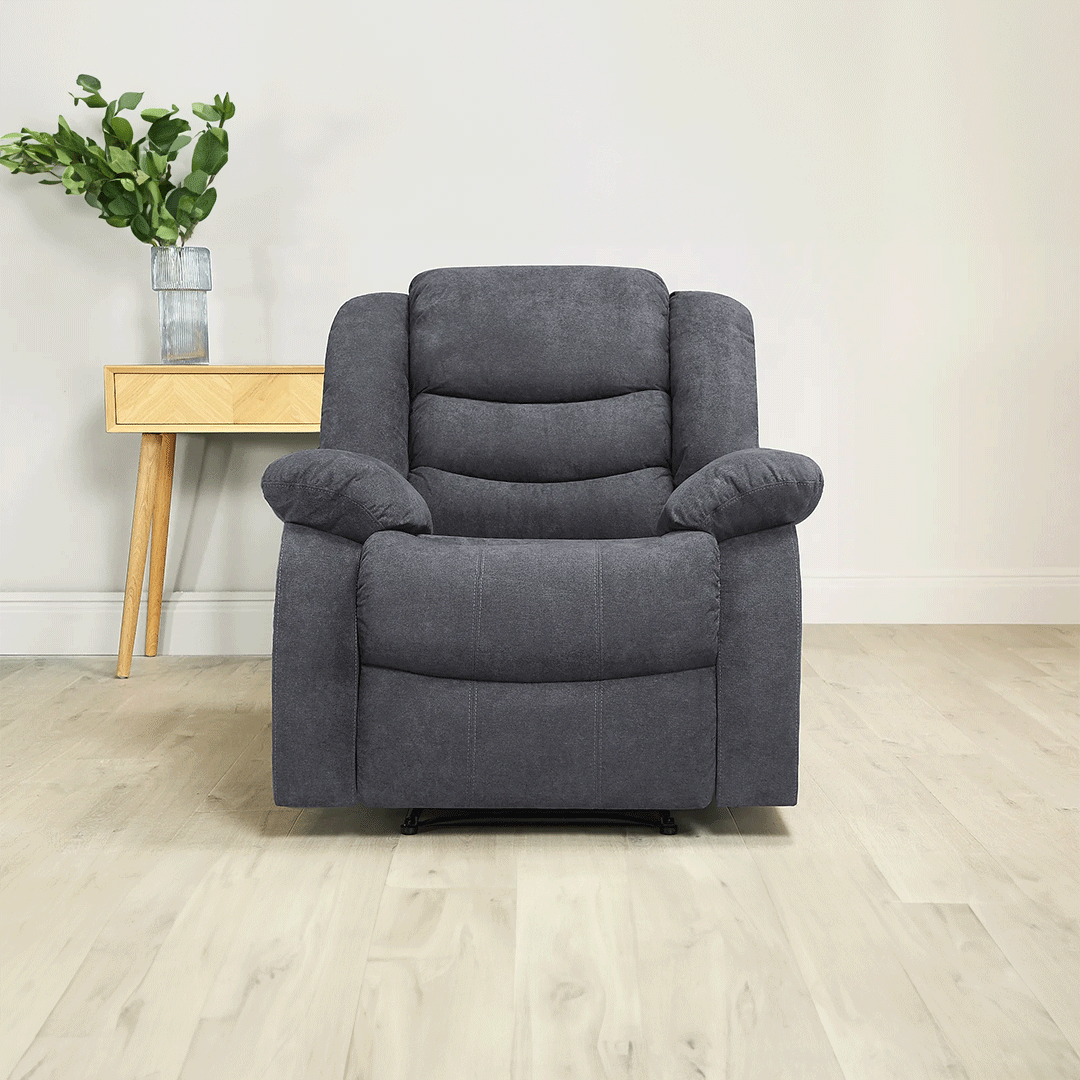 MNS Roma Fabric Recliner Sofa Arm Chair Grey