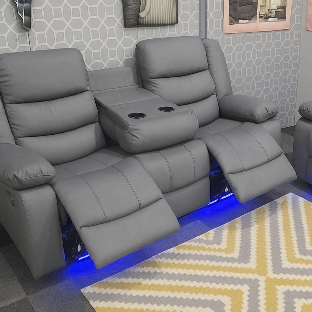 Roma Leather Electric Recliner Sofa 3+2 Seater with USB, LED and Cupholders