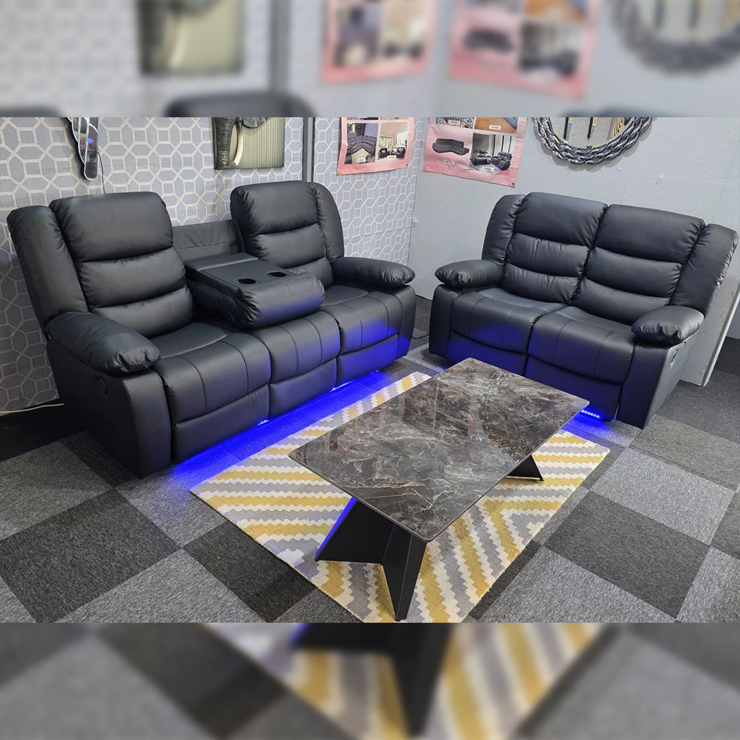 Roma leather recliner sofa with cupholders \n