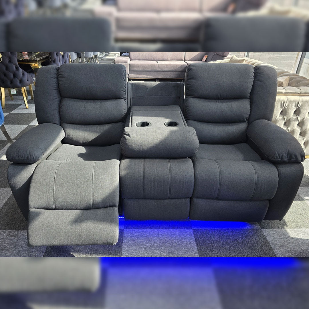 MNS Roma Platinum Grey Fabric Electric Recliner Set 3+2 Seater with USB & LED