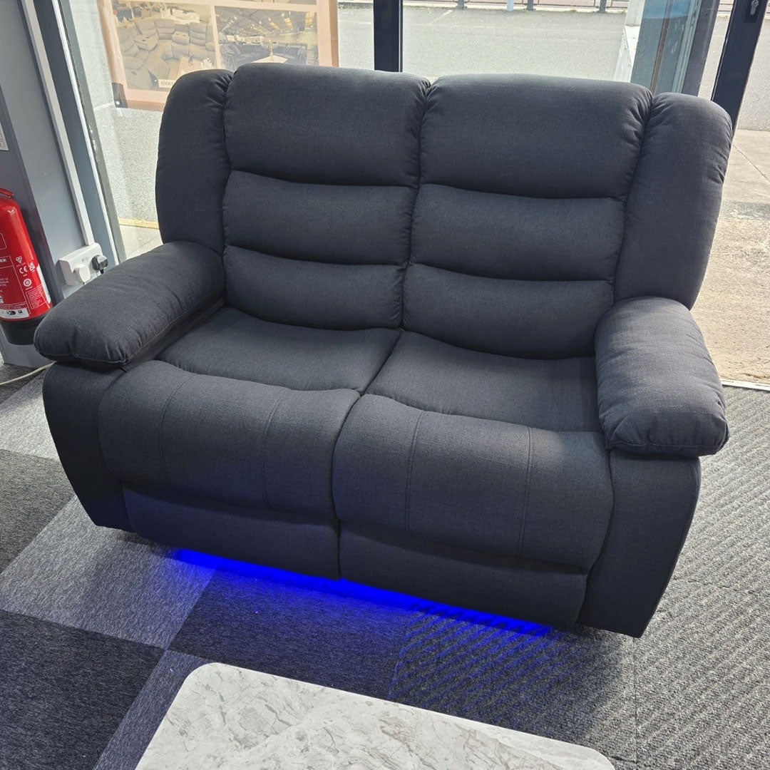 MNS Roma Platinum Grey Fabric Electric Recliner Set 3+2 Seater with USB & LED