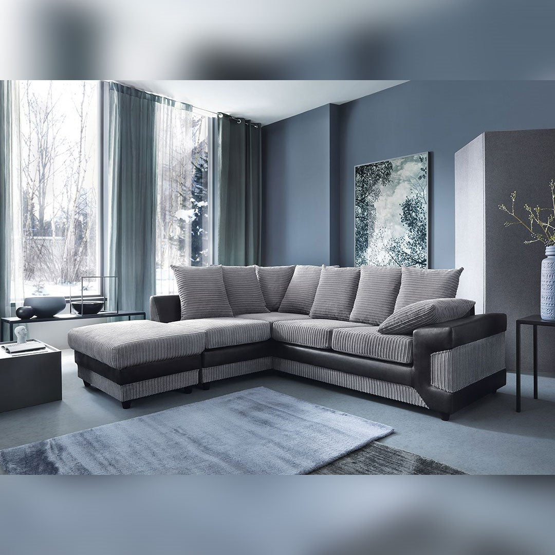 New Large Dino Corner Sofa Jumbo Cord Beige Brown Left Or Right