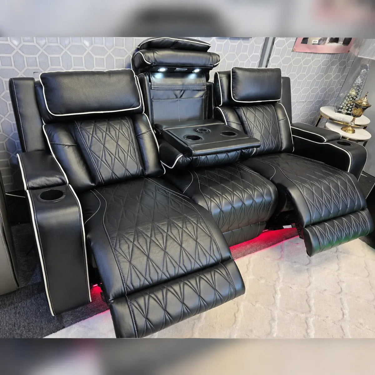 Osman 3 + 2 Music Electrical Recliner Sofa Set (Black, Grey or Cream)