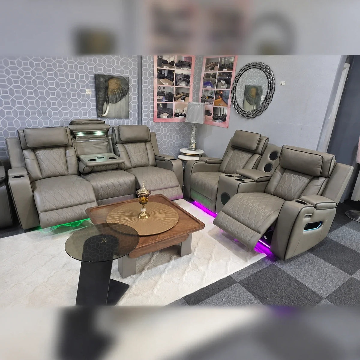 Osman 3 + 2 Music Electrical Recliner Sofa Set (Black, Grey or Cream)