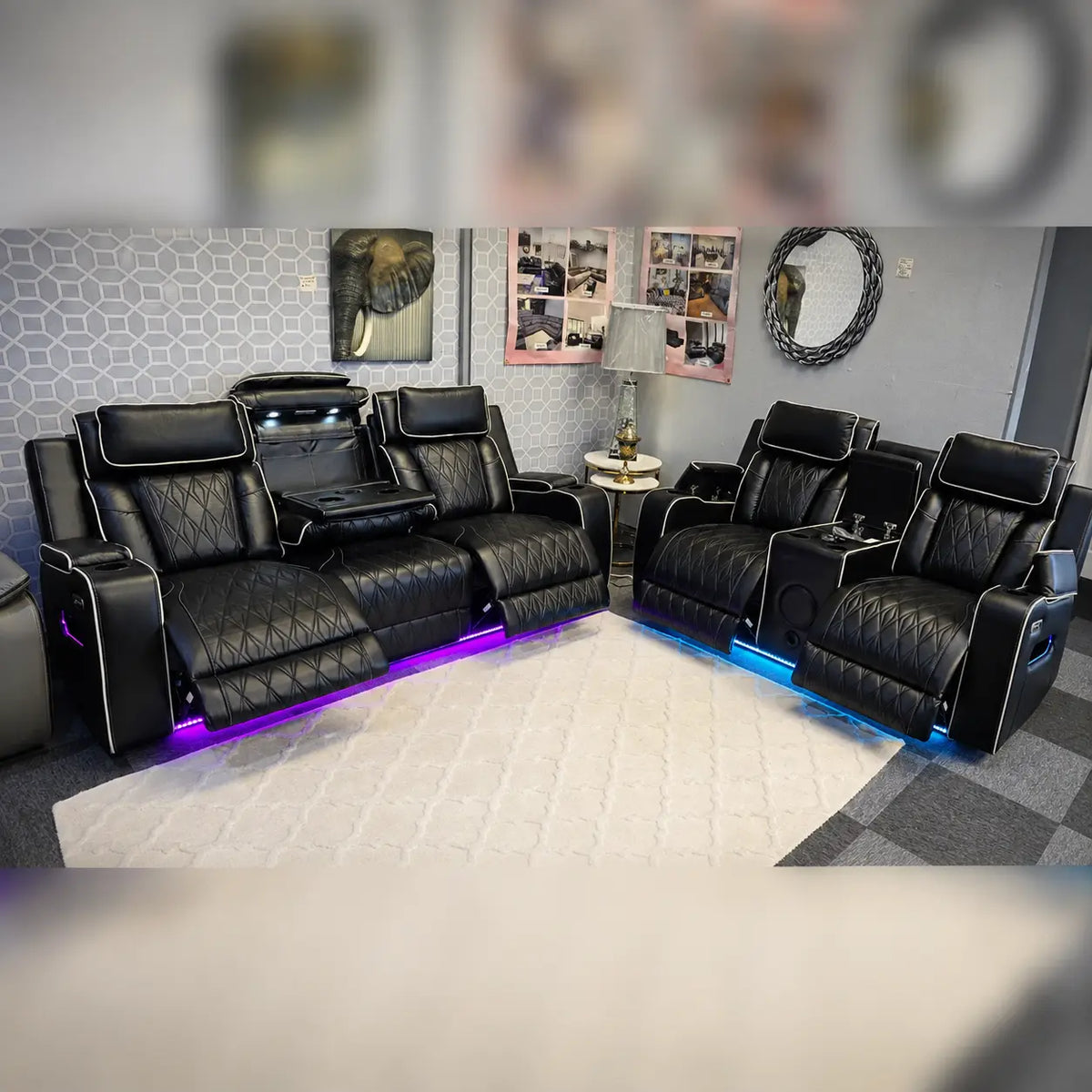 Osman 3 + 2 Music Electrical Recliner Sofa Set (Black, Grey or Cream)