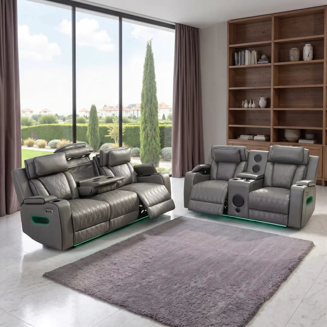 Osman Premium Leather Smart Electric Recliner Sofa Set 3+2 Seater