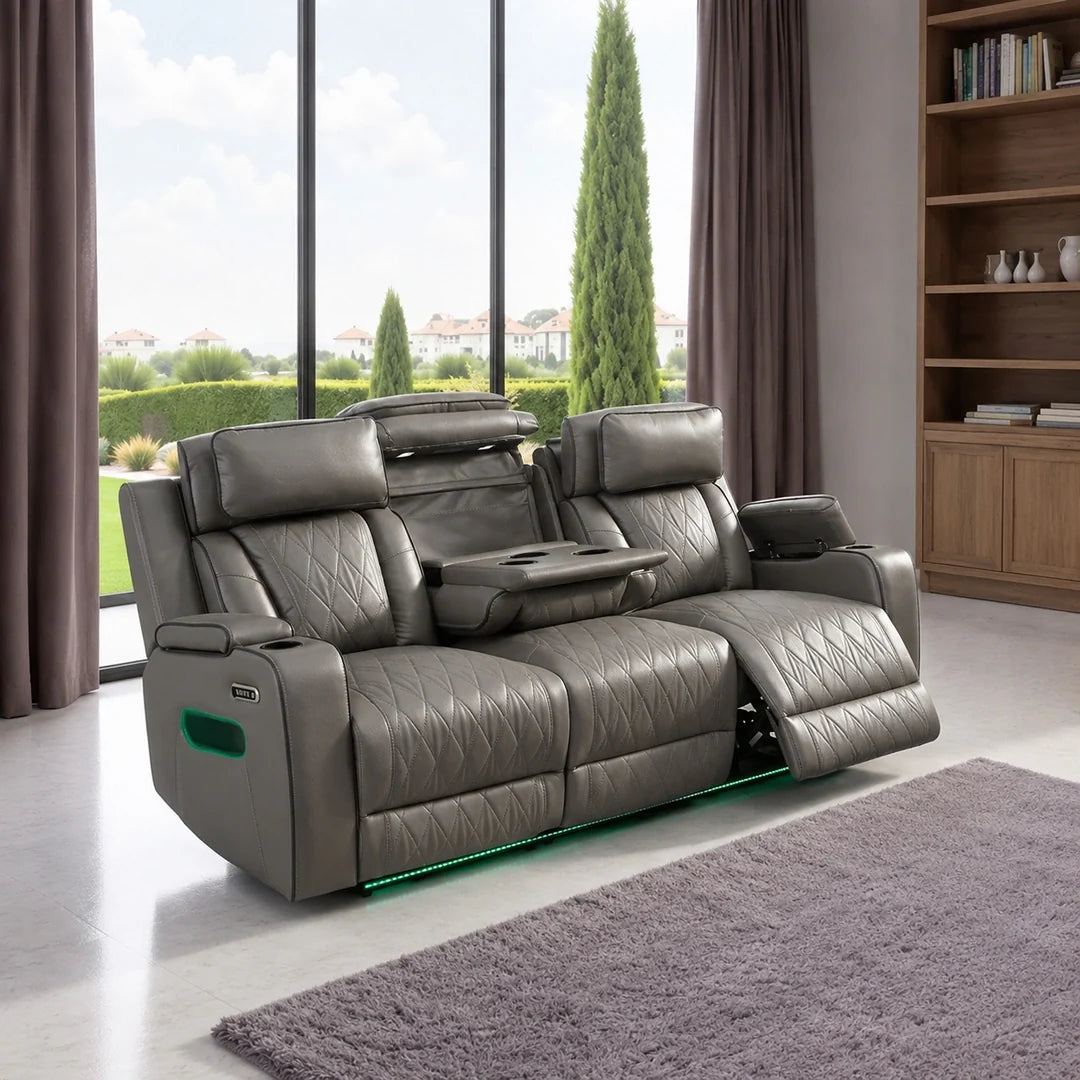 Osman Premium Leather Smart Electric Recliner Sofa Set 3+2 Seater
