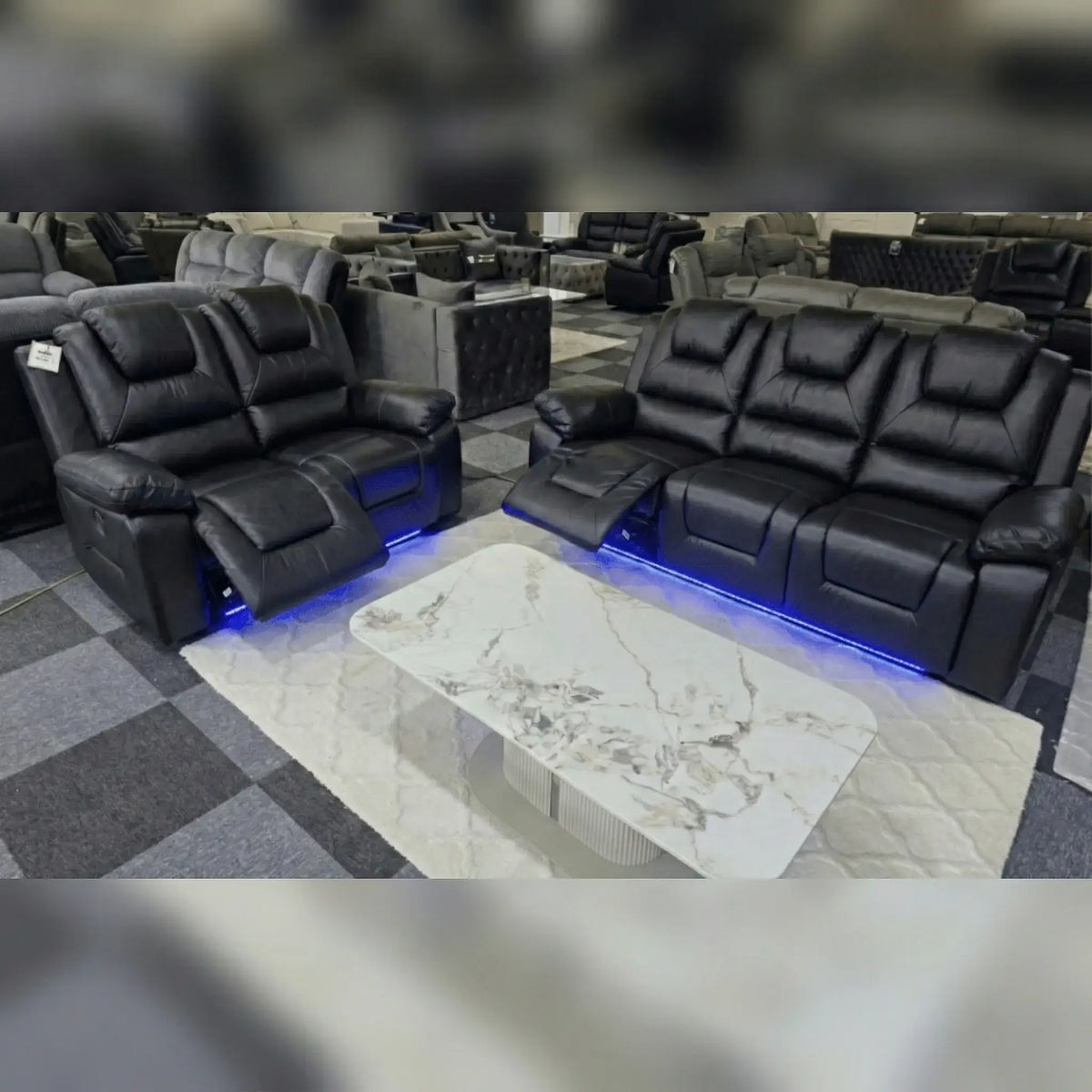 Oxford Leather Electric Recliner Sofa 3+2 Seater with Cup Holders , USB Charging Ports, LED Lights\n