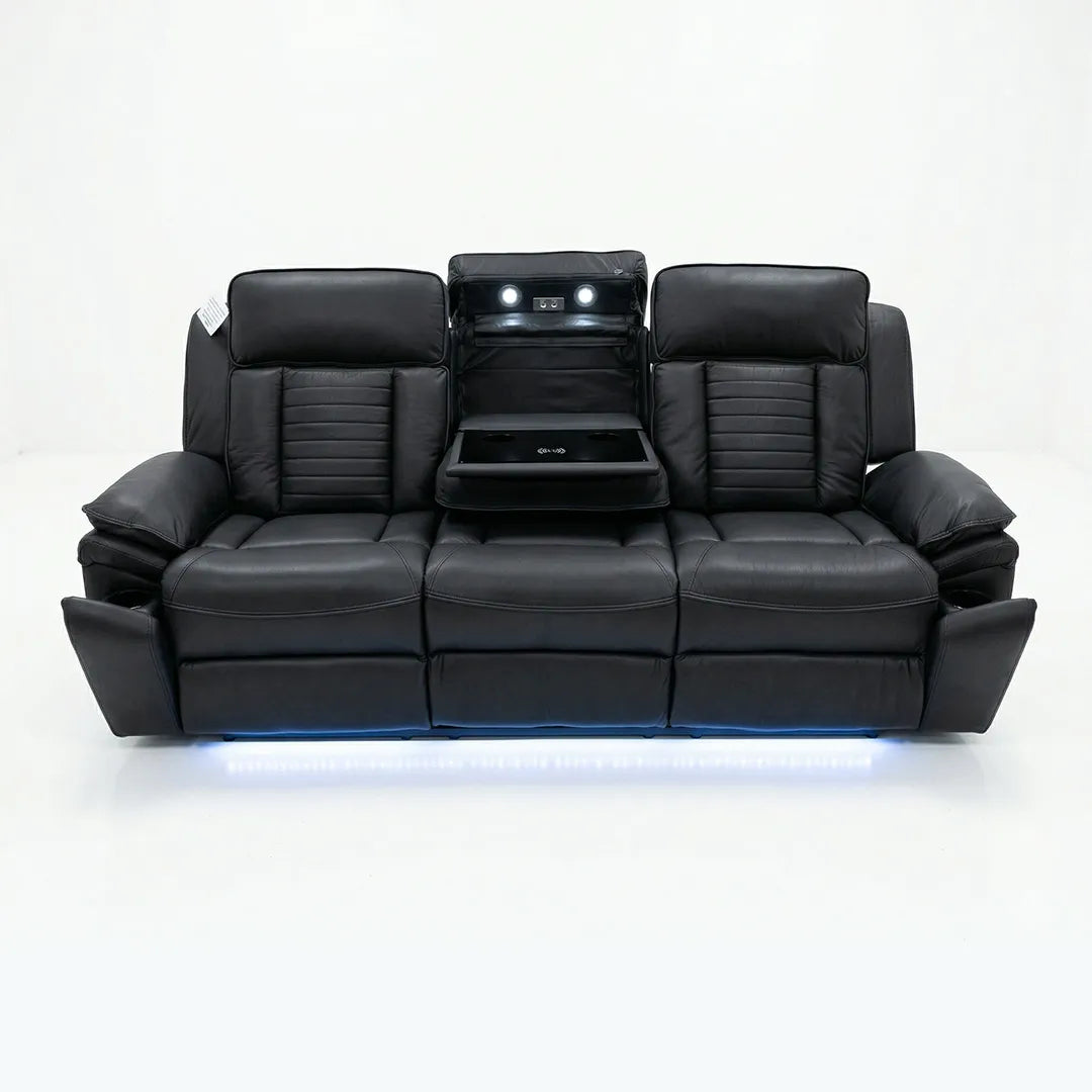 Savilla Electric Leather Recliner Sofa 3+2 Seater with Cupholders, USB and LED