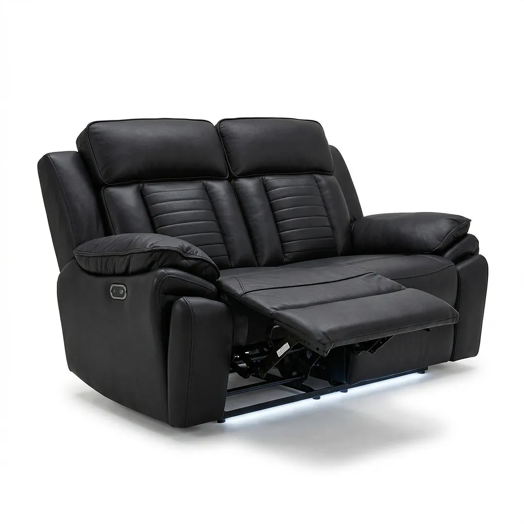 Savilla Electric Leather Recliner Sofa 3+2 Seater with Cupholders, USB and LED