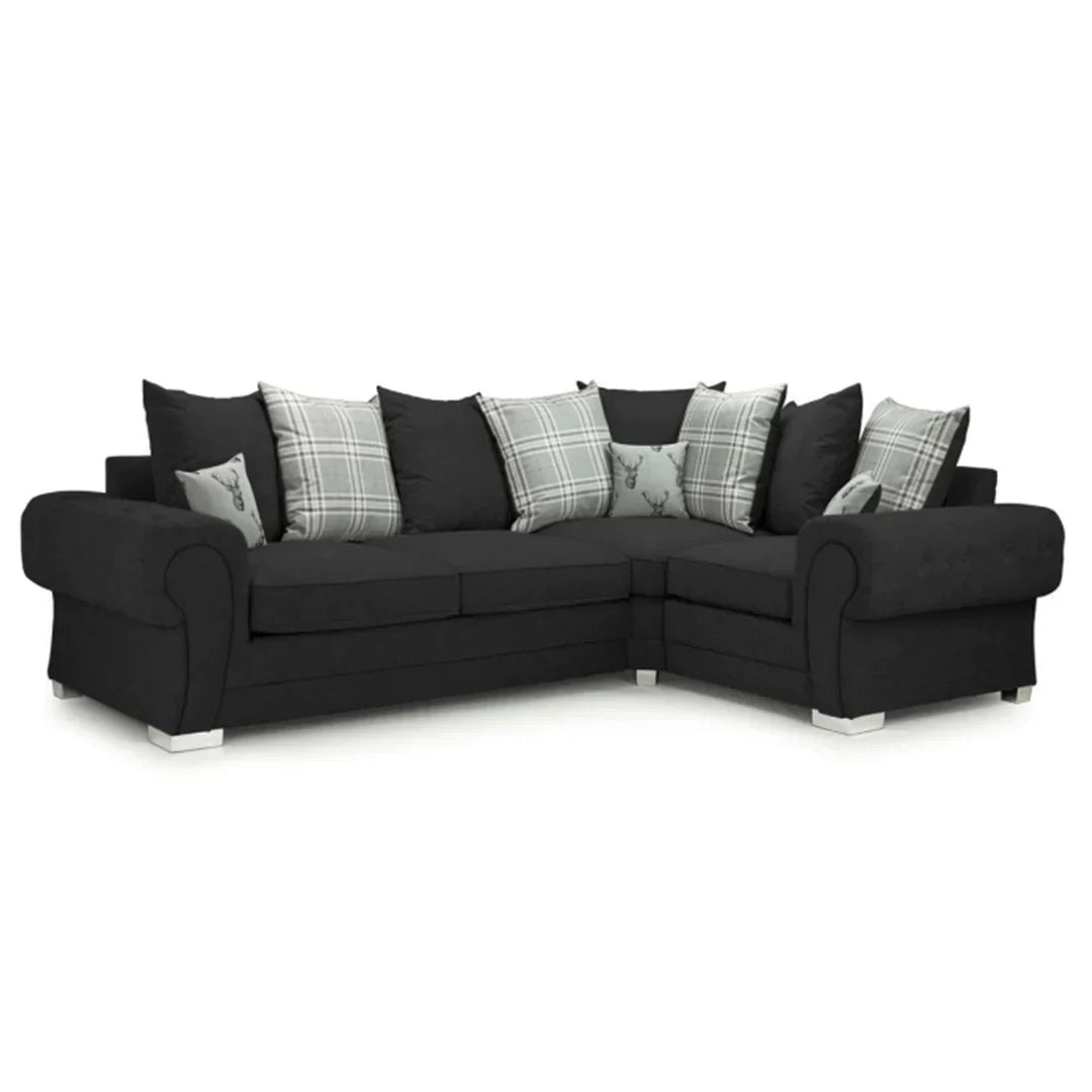 Verona Scatter back 4 seater sofa Black Right and Left Hand Facing Corner